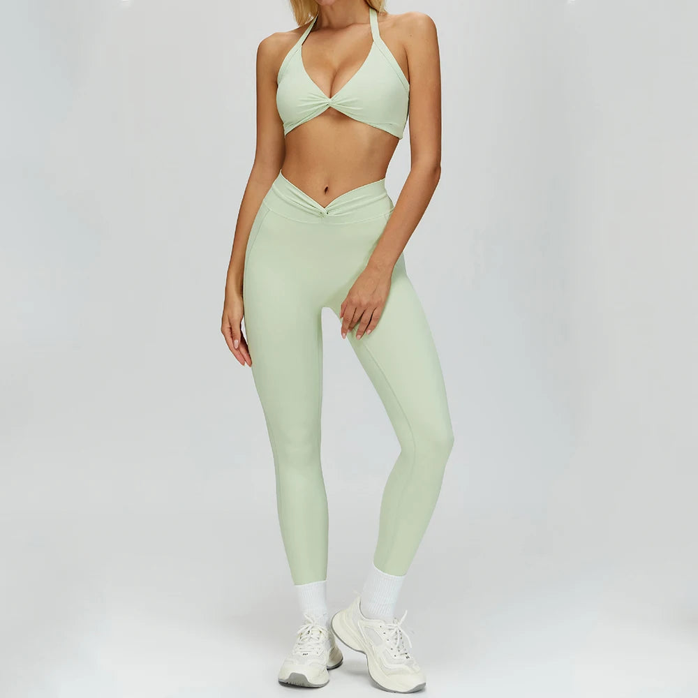 2PCS Yoga Suit Sports Set Gym Set Women Tracksuit Running Workout Clothes T-Shirt Sports Bra Athletic Leggings Yoga Clothing